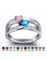 Birthstone Ring, Sterling Silver Personalized Engravable Ring JEWJORI102000